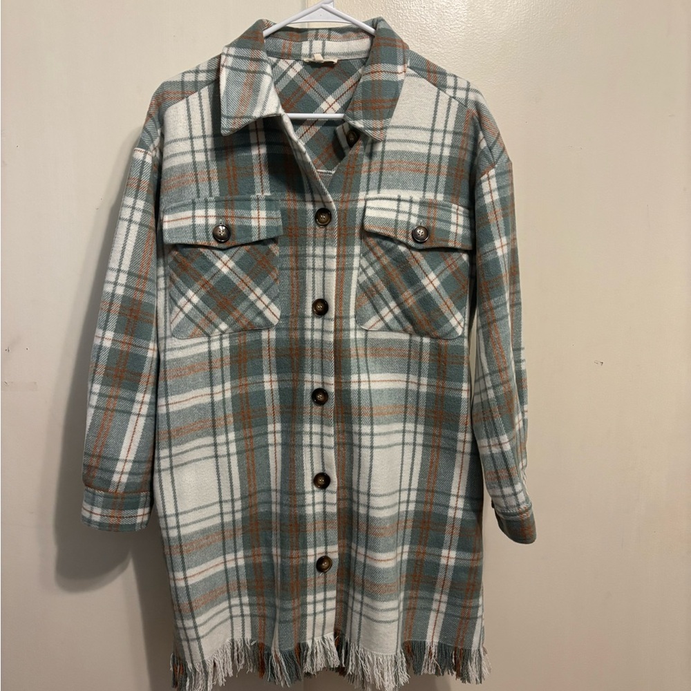 JODIFL Green and Brown Plaid Utility Jacket
